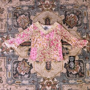 Vintage 90s hippie kids floral lace Boho Deadstock top 2T made in USA Y2K
